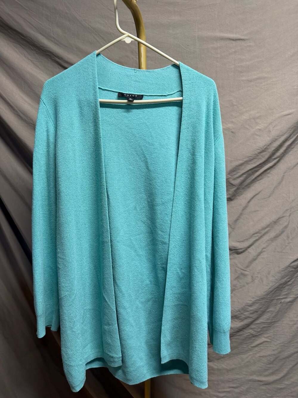 043 Cyrus Women's Teal Blue Open Front Cardigan XL
